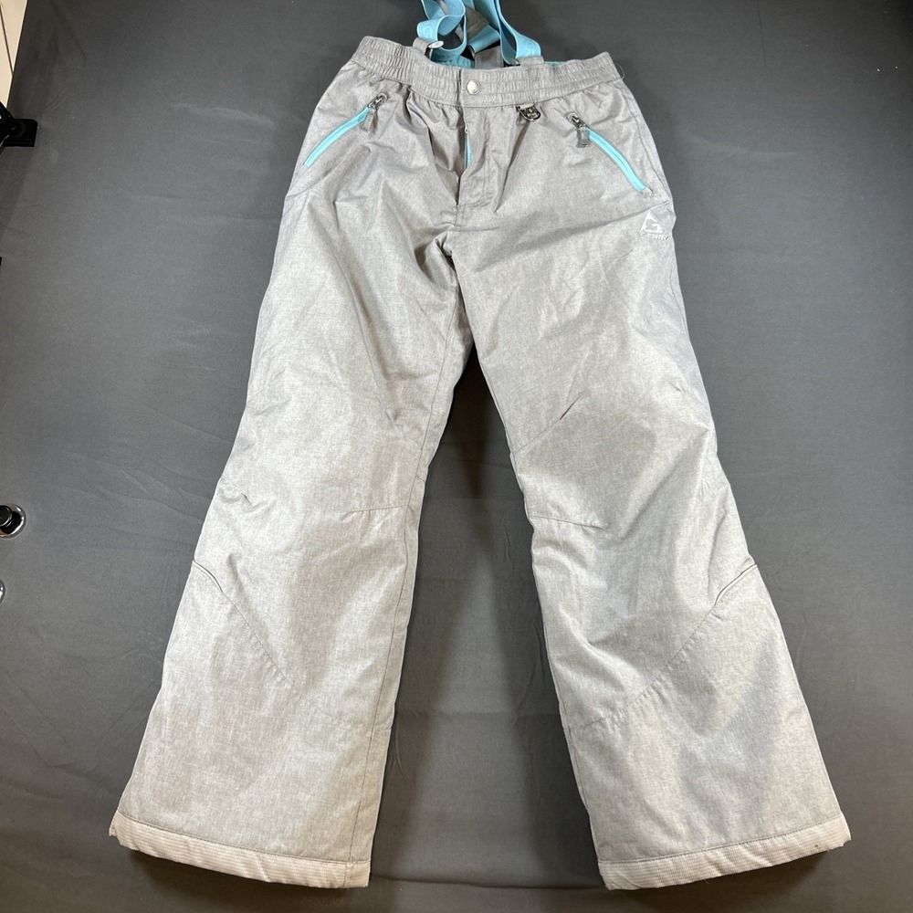 Gerry Girls Gray Blue Zipped Pockets Adjustable Strap Snow Pants Size L 14-16